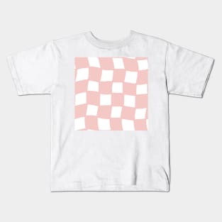 Abstract Checker Board - pastel blush pink Kids T-Shirt